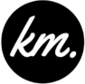 KM Logo with White Text and Black Background